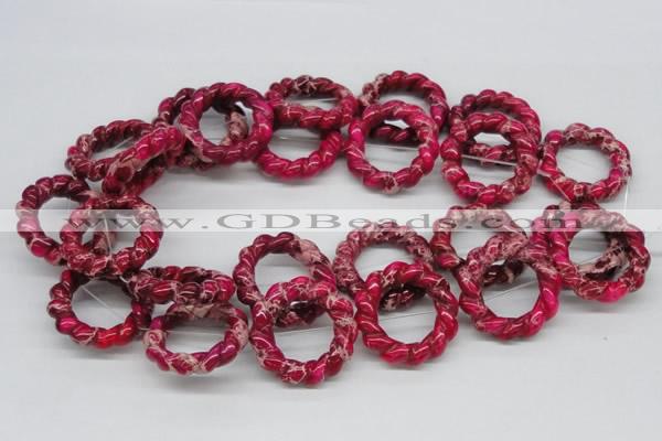 CDT29 15.5 inches 20*34mm donut shaped dyed aqua terra jasper beads