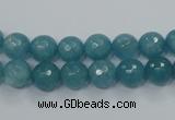 CEQ14 15.5 inches 8mm faceted round blue sponge quartz beads