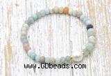 CFB706 faceted rondelle amazonite & potato white freshwater pearl stretchy bracelet