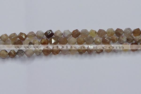 CFC301 15.5 inches 8mm faceted nuggets coral jade beads