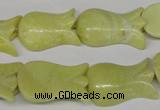 CFG241 15.5 inches 15*25mm carved flower lemon jade gemstone beads