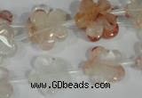 CFG657 15.5 inches 15mm carved flower pink quartz beads