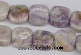 CFJ28 15.5 inches 15*15mm faceted rice natural purple flower stone beads