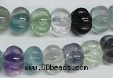CFL301 15.5 inches 10*14mm carved rondelle natural fluorite beads