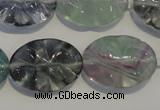 CFL498 15.5 inches 18*25mm wavy oval natural fluorite beads