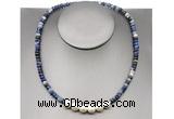CFN221 4*6mm faceted rondelle sodalite & potato white freshwater pearl necklace
