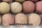CFW72 15 inches 8mm round matte pink wooden jasper beads