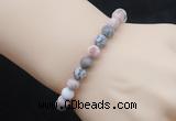 CGB5036 6mm, 8mm round pink zebra jasper beads stretchy bracelets