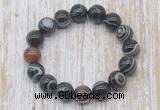 CGB5339 10mm, 12mm round black banded agate beads stretchy bracelets