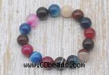 CGB5340 10mm, 12mm round colorful banded agate beads stretchy bracelets