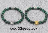 CGB6037 8mm round green tiger eye bracelet with lion head for men