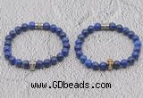 CGB6045 8mm round lapis lazuli bracelet with skull for men