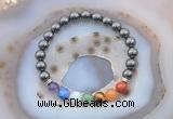 CGB6435 8mm round hematite 7 chakra beads bracelet wholesale