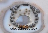 CGB6591 8mm round matte black labradorite & yellow tiger eye adjustable bracelets