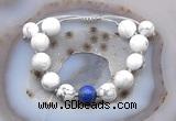 CGB6945 12mm round white howlite & lapis lazuli adjustable bracelets