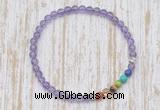 CGB7091 7 chakra 4mm light amethyst beaded meditation yoga bracelets
