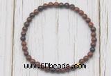 CGB7259 4mm tiny mahogany obsidian beaded meditation yoga bracelets