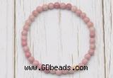 CGB7266 4mm tiny pink wooden fossil jasper beaded meditation yoga bracelets