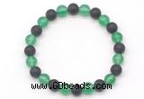 CGB8046 8mm green agate & matte black agate beaded stretchy bracelets