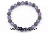 CGB8068 8mm amethyst & black lava beaded stretchy bracelets