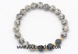 CGB8236 8mm dalmatian jasper & matte black agate beaded stretchy bracelets
