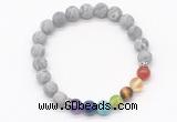 CGB8310 8mm matte grey picture jasper 7 chakra beaded mala stretchy bracelets