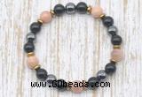 CGB8394 8mm sunstone, black onyx & hematite energy bracelet