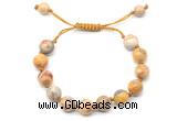 CGB8717 8mm,10mm round yellow crazy lace agate adjustable macrame bracelets
