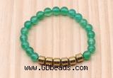 CGB8982 8mm, 10mm green agate & drum hematite beaded bracelets