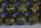 CGJ355 15.5 inches 14mm round green bee jasper beads wholesale