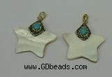 CGP283 40*40mm star pearl shell pendants wholesale
