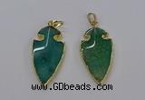CGP3006 22*45mm arrowhead agate gemstone pendants wholesale