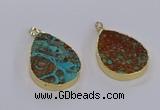 CGP3332 35*40mm - 35*50mm flat teardrop ocean agate pendants