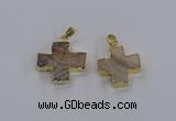 CGP3343 25*25mm - 28*28mm cross druzy agate pendants
