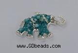 CGP3349 35*60mm elephant druzy agate pendants wholesale