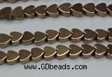 CHE1001 15.5 inches 6*6mm heart plated hematite beads wholesale