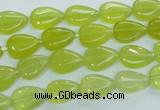 CKA112 15.5 inches 8*12mm flat teardrop Korean jade gemstone beads