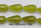 CKA229 15.5 inches 10*20mm faceted teardrop Korean jade gemstone beads