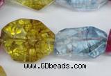 CKQ119 15.5 inches 16*26mm faceted nuggets dyed crackle quartz beads