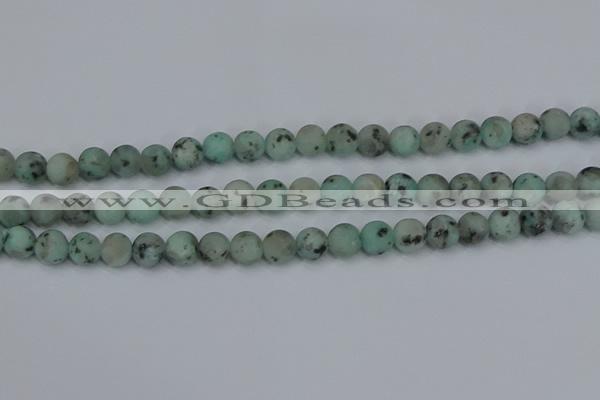 CLJ412 15.5 inches 8mm round matte sesame jasper beads wholesale