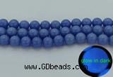 CLU115 15.5 inches 14mm round blue luminous stone beads