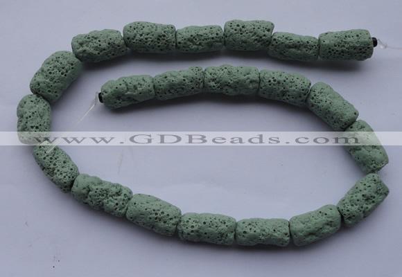 CLV27 15.5 inches 10*18mm column shape green natural lava beads wholesale