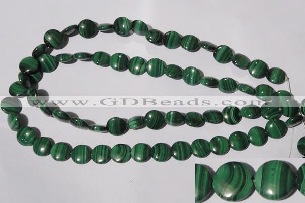 CMN253 15.5 inches 12mm flat round natural malachite beads wholesale