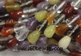 CMQ22 15.5 inches 6*10mm teardrop multicolor quartz beads