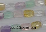 CMQ257 15.5 inches 8*12mm faceted rectangle multicolor quartz beads