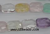 CMQ259 15.5 inches 12*16mm faceted rectangle multicolor quartz beads