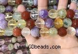 CMQ555 15.5 inches 14mm faceted round colorfull quartz beads