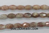 CMS100 15.5 inches 6*9mm faceted rice moonstone gemstone beads