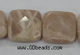 CMS111 15.5 inches 25*25mm faceted square moonstone gemstone beads