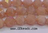 CMS1132 15.5 inches 8mm faceted nuggets peach moonstone beads